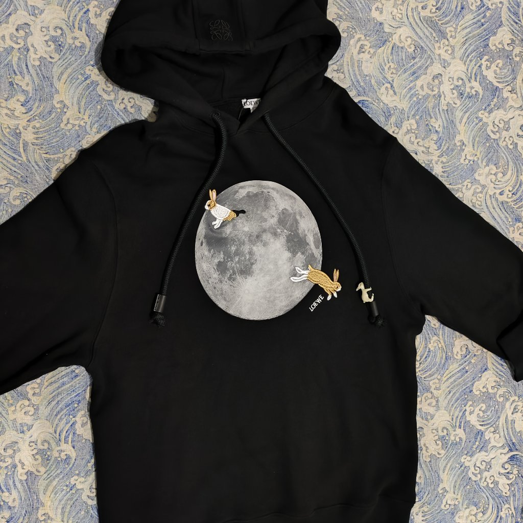 Loewe Whimsical 3d Rabbit Charm Full-Moon Graphic Hoodie